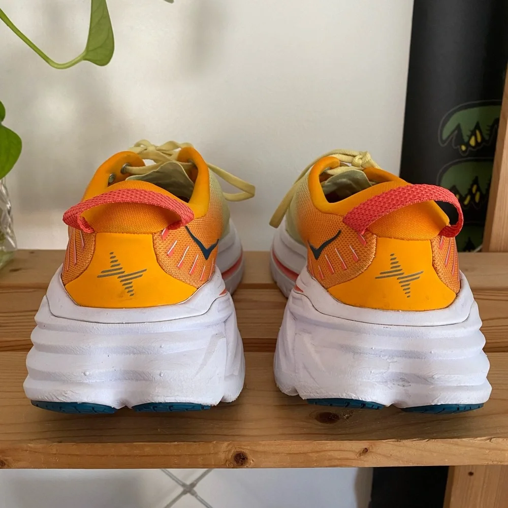 Hoka One One Bondi X Yellow Orange Athletic Running Sneakers Shoes - Picture 7 of 13